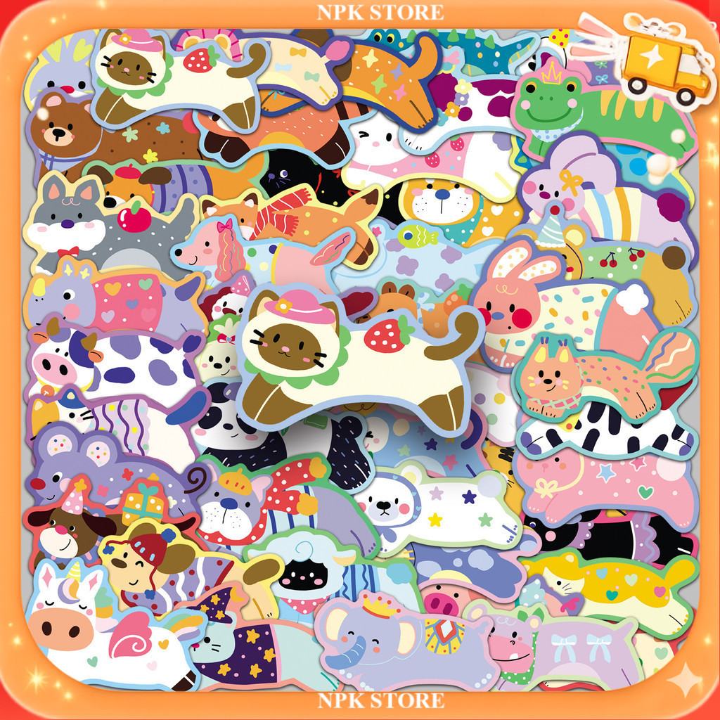 🔥🇹🇭พร้อมส่ง🇹🇭🔥 50แบบ Sticker การ์ตูน สัตว์กำลังวิ่ง animal running cartoon hand paint