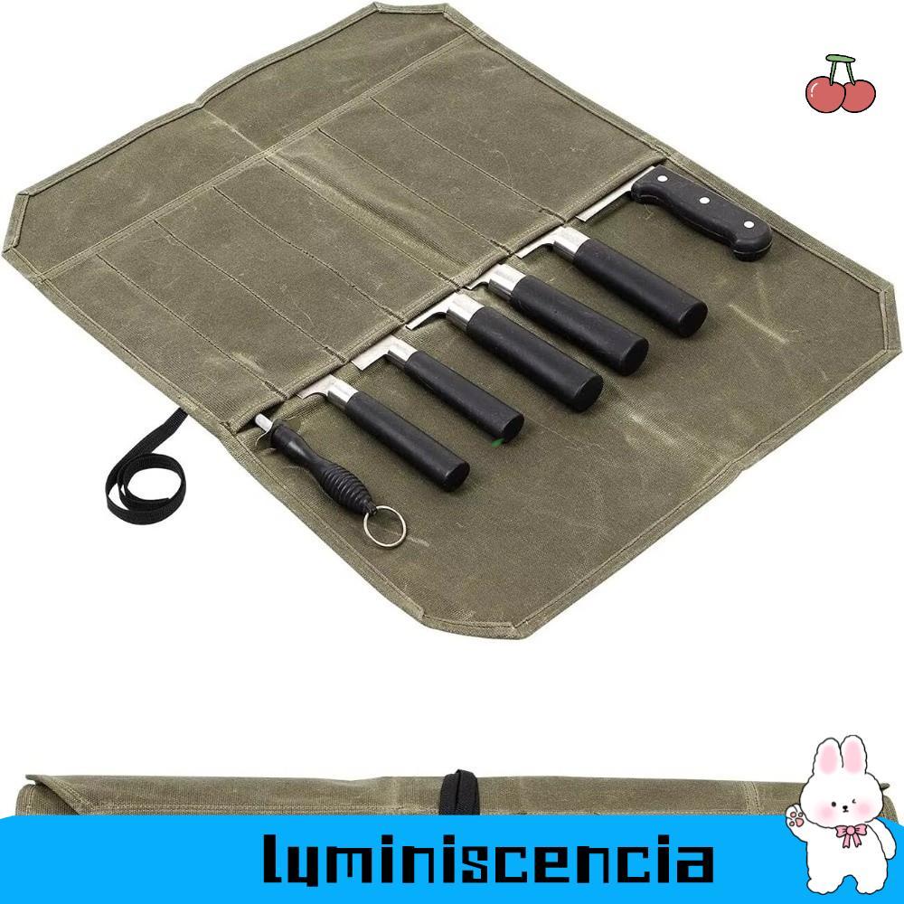 LUMINESCENCIA Chef Tools Storage Bag, 7 Slots Portable Chef Tools Carrier, Vintage Minimalist Waterp