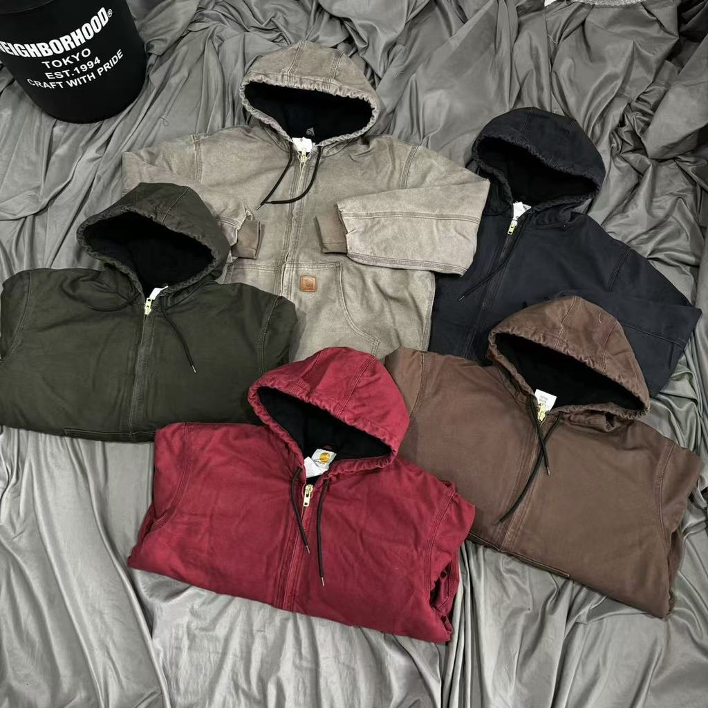 GC4F Carhar ** J130 American Retro Washed Hooded Jacket Plus ผ้าฝ้ายหลวมขนาดใหญ่ผู้ชายผู้หญิงคู่สไตล