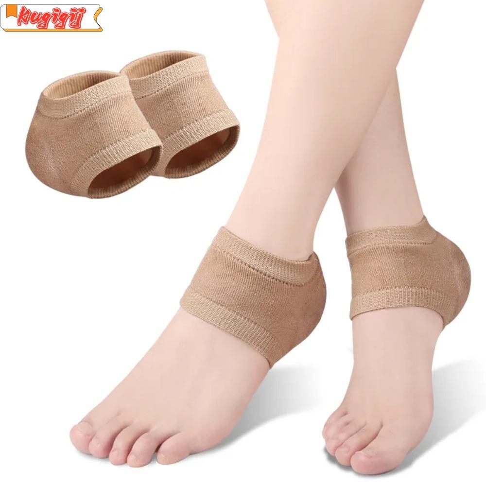 KUGIGIBH ฝาครอบป้องกันส้นเท้า, ซิลิโคนป้องกันการแตกร้าว Plantar Fasciitis ส้นถุงเท้า, คุณภาพสูงผิวซ่อมบรรเทาอาการปวดโพลีเอสเตอร์แผ่นรองเท้าส้น