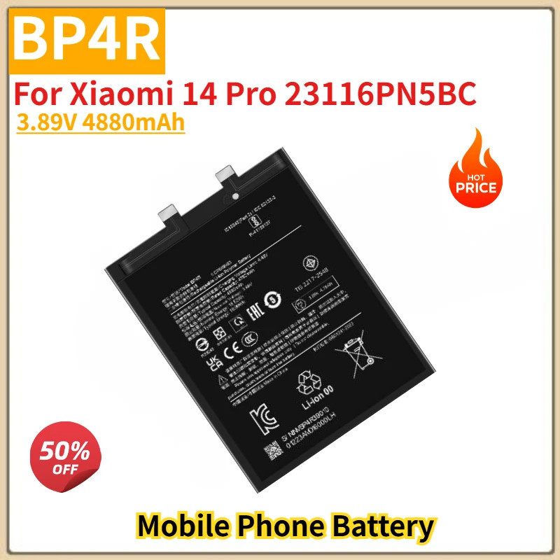 BP4R แบตเตอรี่โทรศัพท์คุณภาพสูง 3.89V 4880mAh สําหรับ Xiaomi 14 Pro 23116PN5BC ยี่ห้อใหม่เปลี่ยนแบตเ
