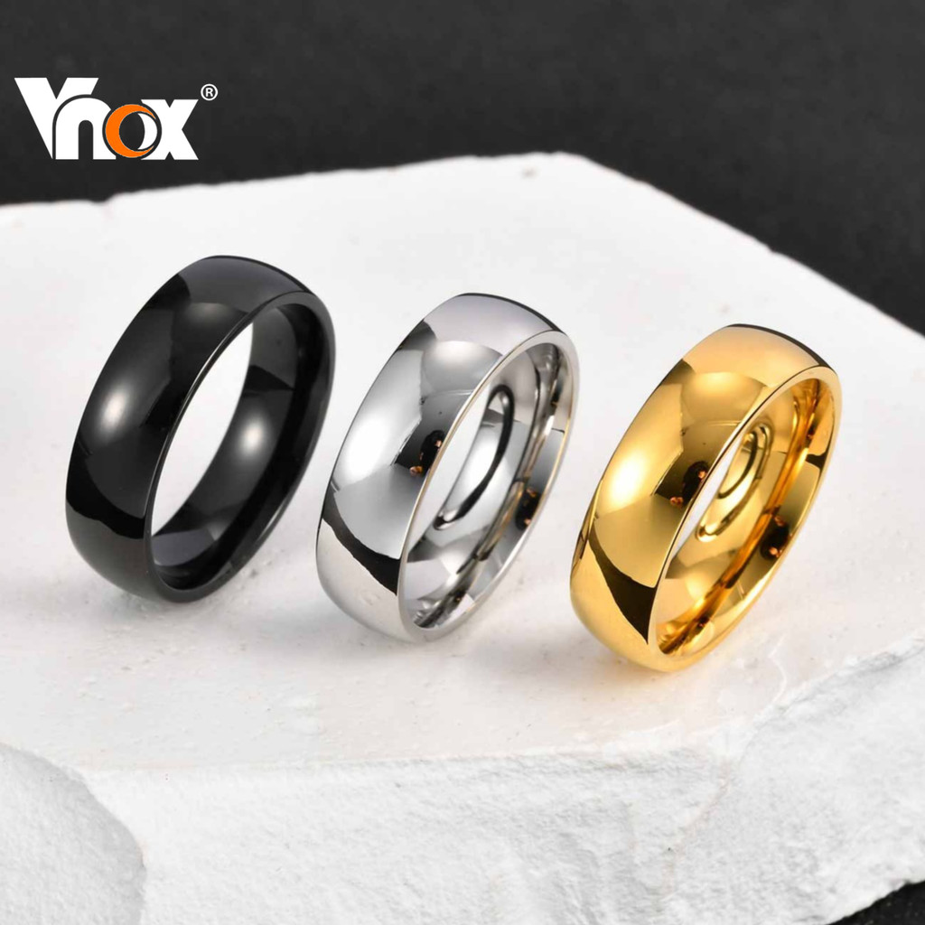 VNOX วีน็อกซ์ กว้าง 6 มม. สแตนเลสผู้ชายแหวนธรรมดา, ทนต่อสนิมและขาด, ไม่แพ้ง่าย สวมใส่ทุกวันวง