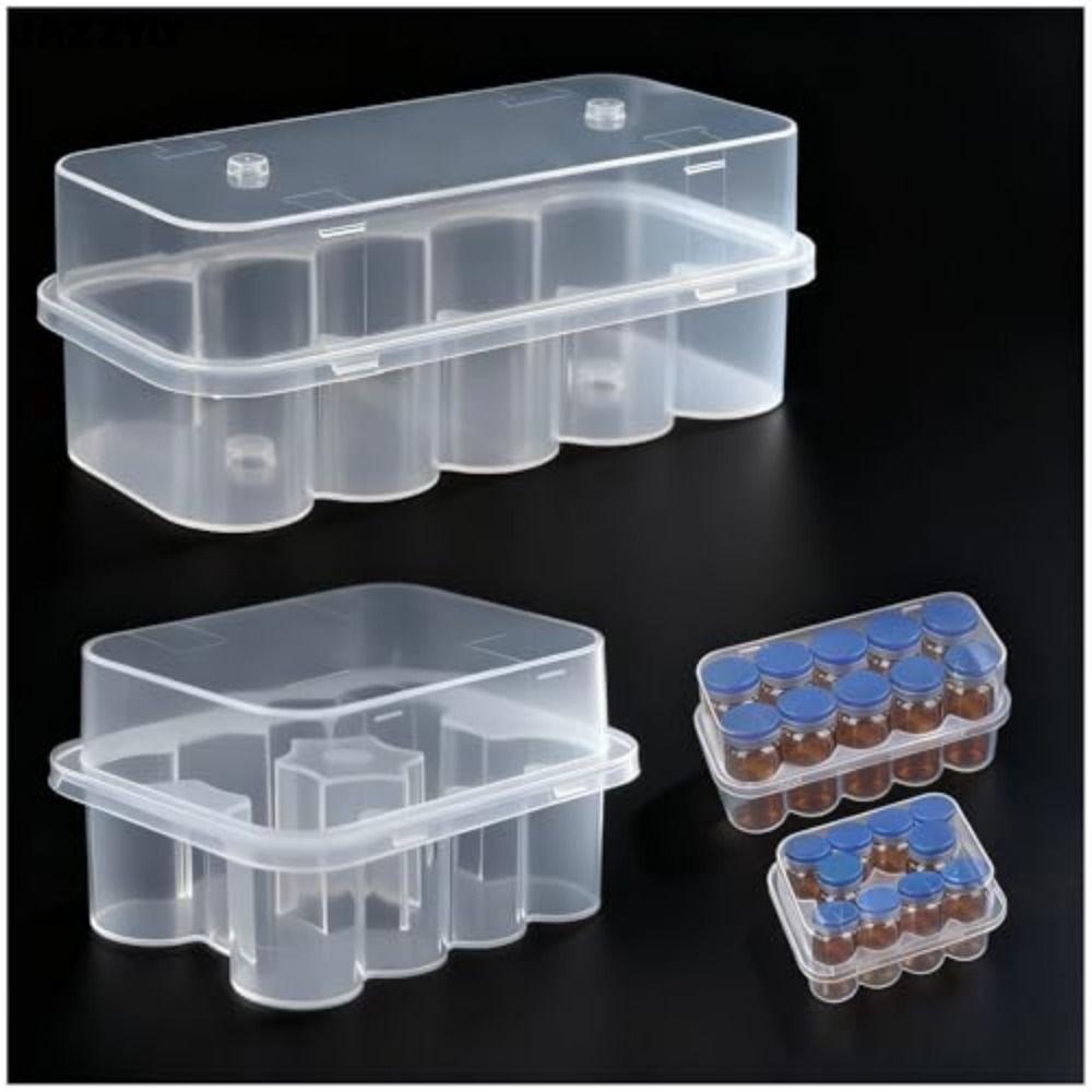 จัดส่งรวดเร็วJAZZYLY Microtube กล่องเก็บ, 2/10/24-Slot Vial Storage, 3/5/7/10mL พลาสติกวางซ้อนกันได้กล่องหลอดแช่แข็งอุปกรณ์เบาหวาน