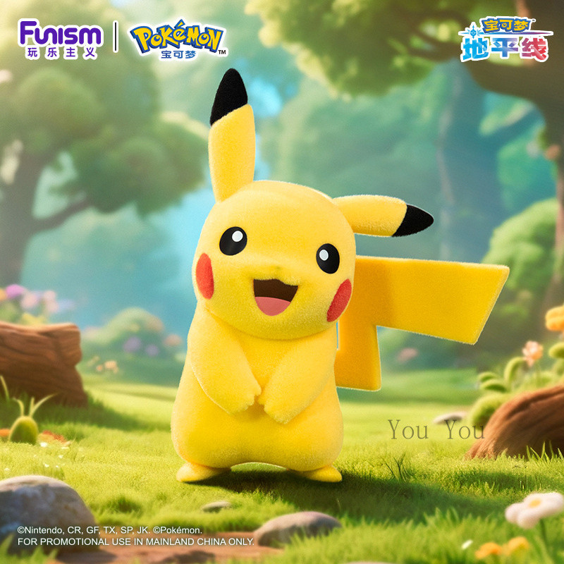 ของแท้ Funism Pokemon ชุดฟิกเกอร์ผ้าขนปกคลุม Pikachu/Psyduck/Eevee ของตกแต่งรถยนต์ โต๊ะ ของเล่น -074
