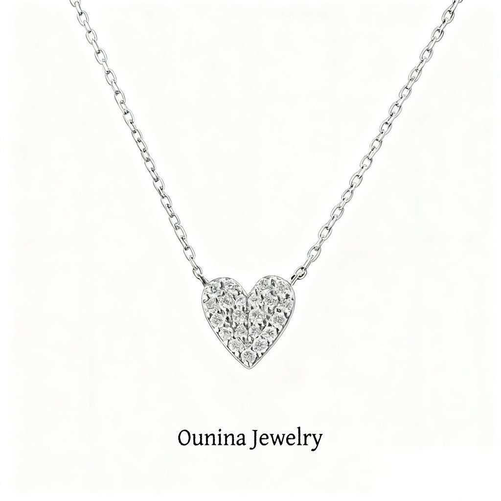 หัวใจทองเต็ม 14k หรูหราบริสุทธิ์ s925 สร้อยคอเพชรพรีเมี่ยมของขวัญ Clavicle Zirconium แฟนเงินชุบหินฟร