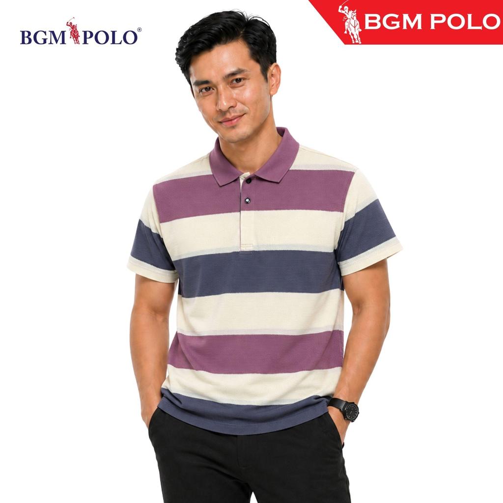 BGM POLO COLLAR เสื้อยืด STRIPED 588-BP-CS198S588-MNCNCTW