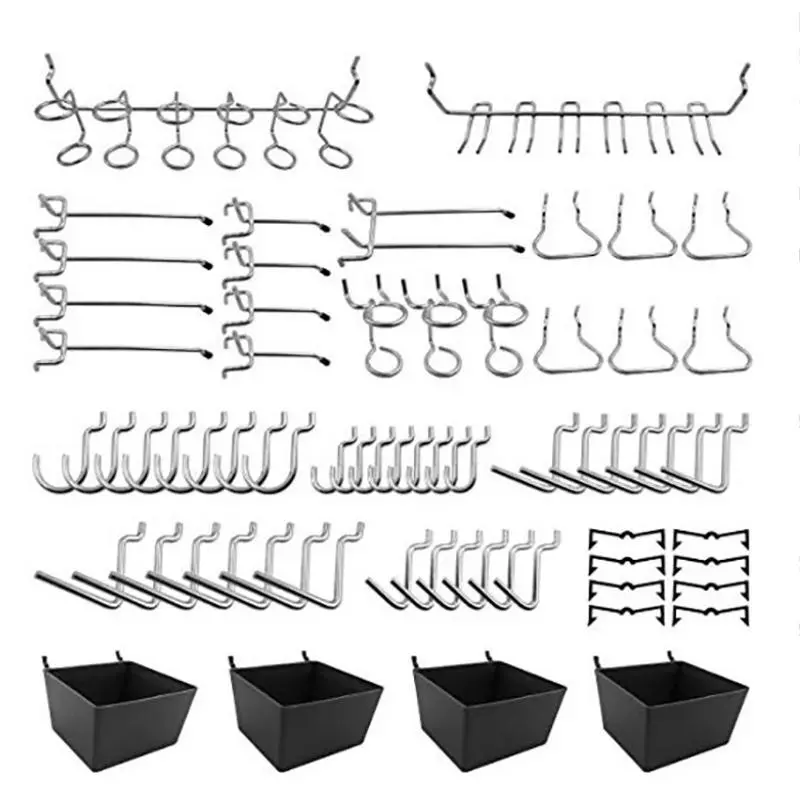 F4TH 81 ชิ้น Pegboard ตะขอ Assortment พร้อม Pegboard Bins Peg Los เครื่องมือ Organizer f4th