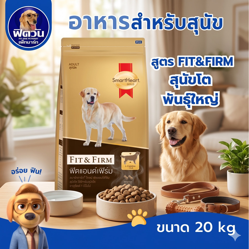 SmartHeart Gold Fit & Firm Adult Large Breed อาหารเม็ด สำหรับสุนัขโต 1 ปีขึ้นไป ขนาด 20 กิโลกรัม{อาหารสุนัขเม็ด}