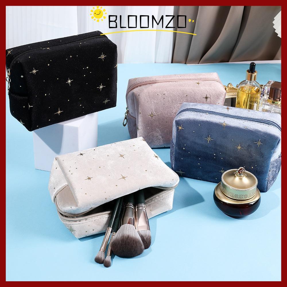 จัดส่งจากประเทศไทยBLOOMZO Travel Cosmetic Bag, Large Capacity Wide-open Makeup Bag, Puffy Cushion Women Makeup Organizer Solid Color Toiletry Bag