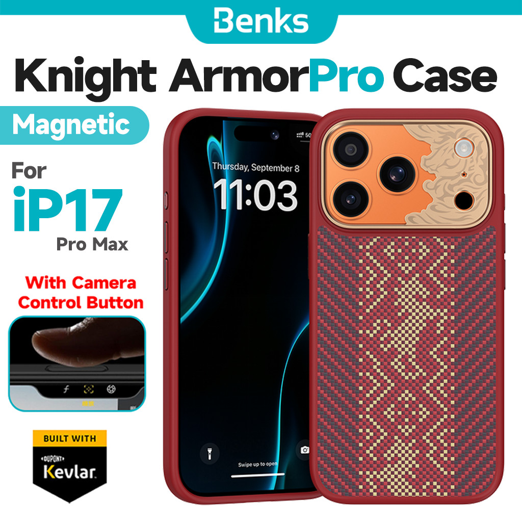 [Benks Official] Magnetic Edition Knight ArmorPro Case สําหรับ IPhone 17 Pro Max ในตัวพร้อม Kevlar Aramid Fiber TPU รวมทุกอย่างกันกระแทกพร้อมปลอกปุ่มควบคุมกล้อง