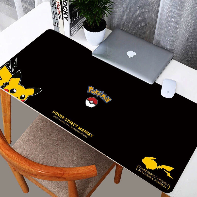 สีดํา Pikachu Mousepad น่ารักสีดําเมาส์ Pad สีชมพูพรม Deskmat 90x40 เมาส์ Pad Gamer คีย์บอร์ด Gaming Mat ของขวัญ-acb321