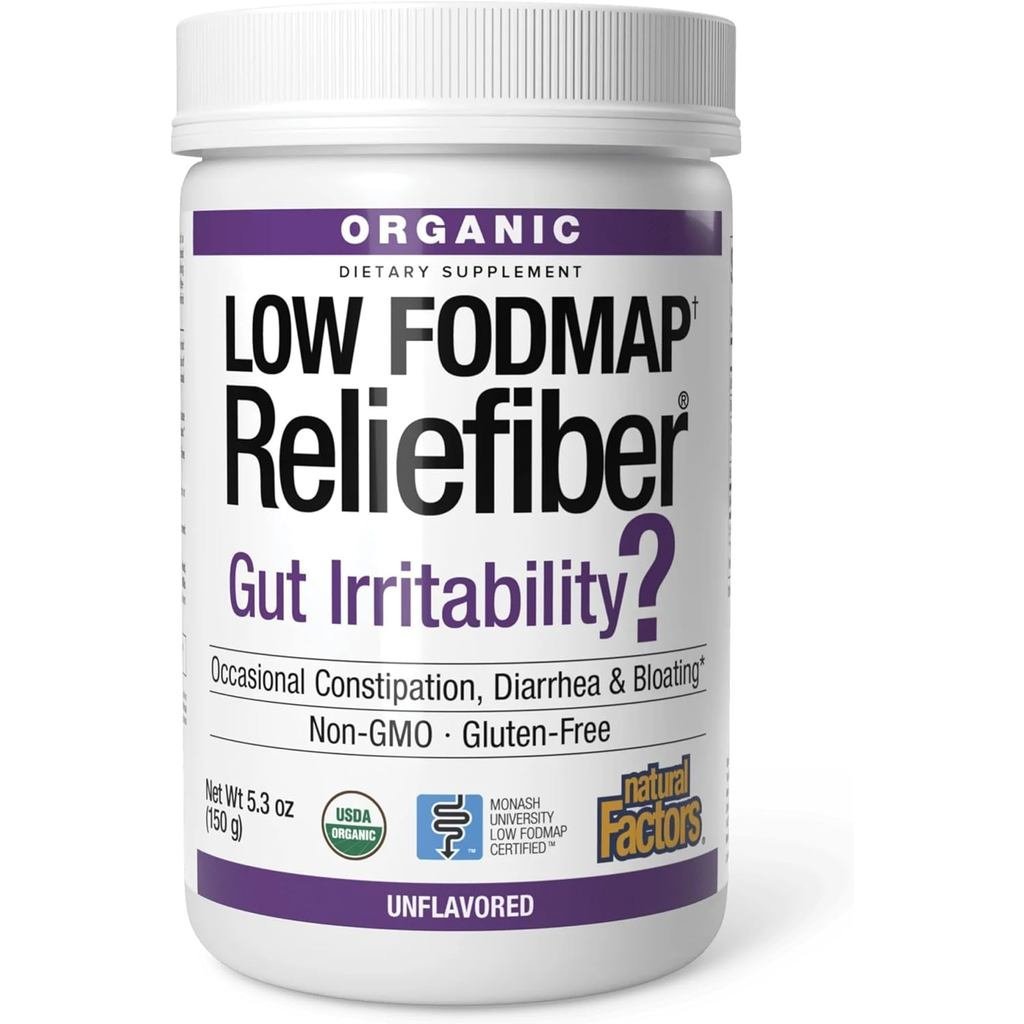 ปัจจัยทางธรรมชาติ ออร์แกนิกต่ํา FODMAP Reliefiber Powder - อาหารเสริมเพื่อสุขภาพทางเดินอาหารและเส้นใ