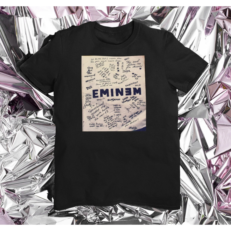 Eminem เพลงเนื้อเพลง T เสื้อ Eminem ผ้าฝ้ายสีขาวเสื้อ Eminem ของขวัญ Vintage Eminem Rap Hip Hop เสื้