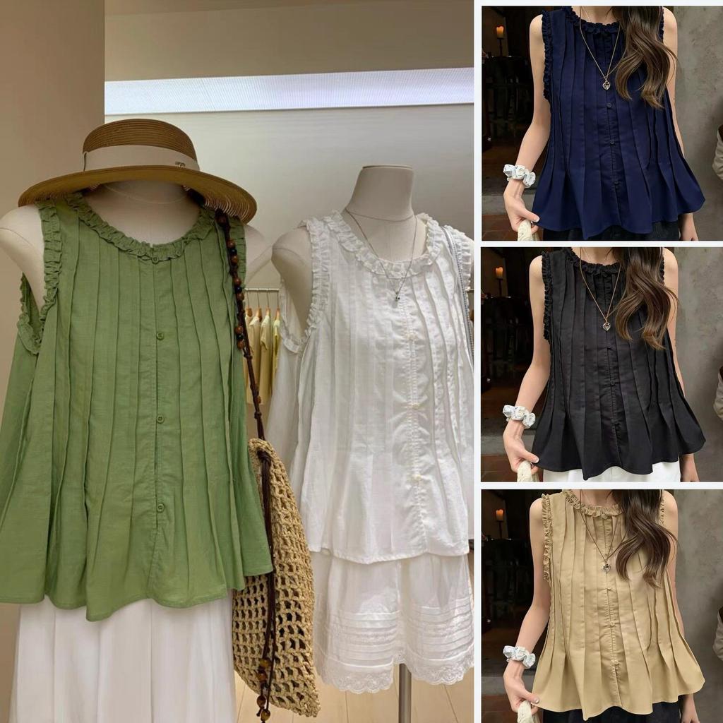 Chili Koko เสื้อผ้าคอตตอนแต่งเกล็ดหน้า น่ารัก สำหรับผู้หญิง สวย ใส่สบาย ดีไซน์เรียบง่าย แต่ดูมีสไตล์ W723
