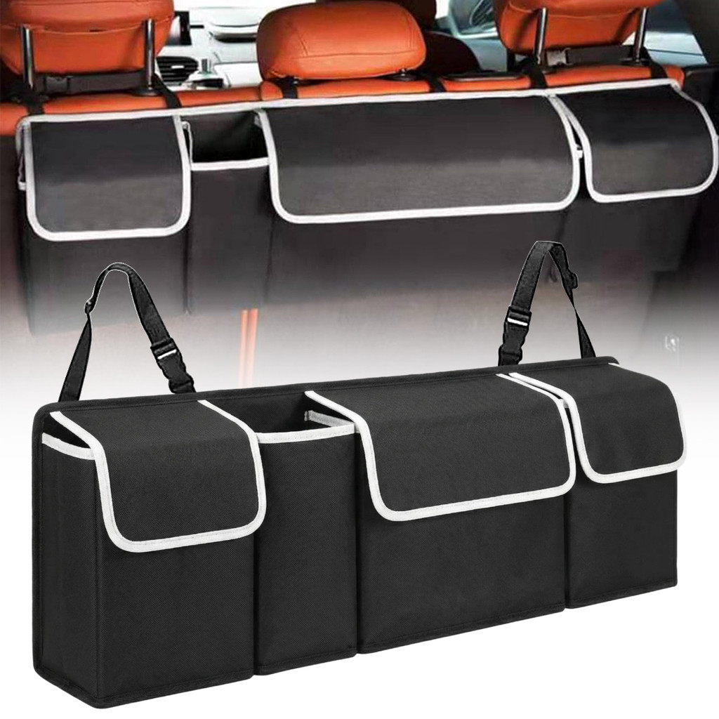 LlittlesunlaCar Organizer Trunk Storage Bag with 4 Pockets Multi-Functional Car Trunk Organizer,กระเ