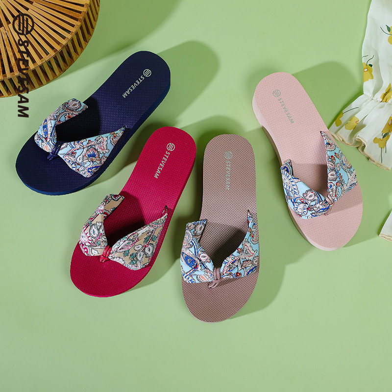 4CM thick-soled slippers, indoor fabric satin wedge shoes