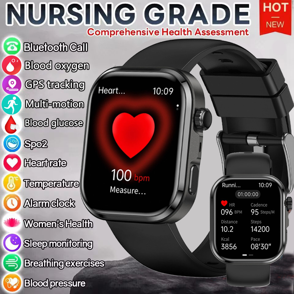 2026New Professional Care สมาร์ทนาฬิกาผู้ชาย 1.83 นิ้วอุณหภูมิเลือดส่วนประกอบ HRV Heart Health การวิเคราะห์บลูทูธโทรกีฬาติดตาม Smartwatch ผู้หญิง