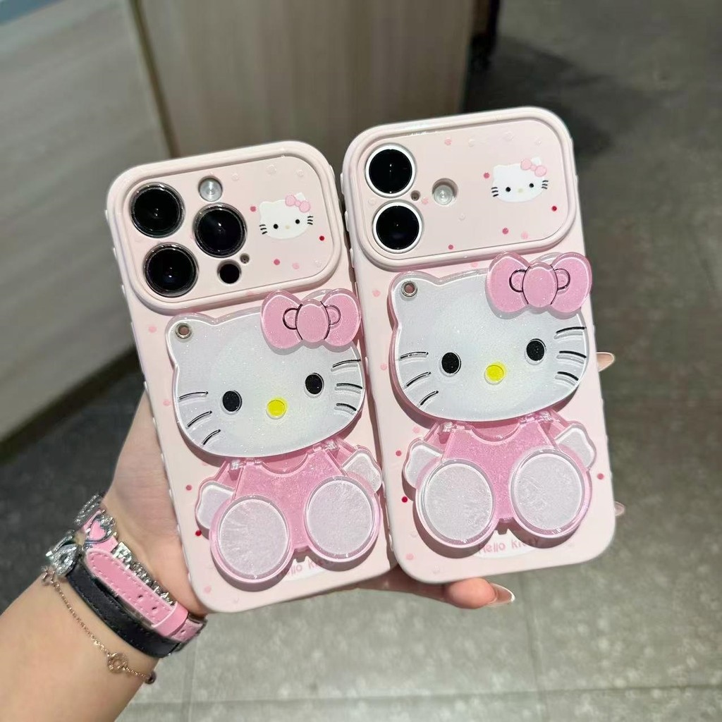 น่ารัก สวัสดี คิตตี้ 3ง รูป ทีพียู เคสโทรศัพท์พร้อมขาตั้งในตัวกันฝุ่นกันกระแทกเข้ากันได้กับ ไอโฟน 17/16/15/14/13/12/11, น่ารัก ฝาครอบป้องกัน