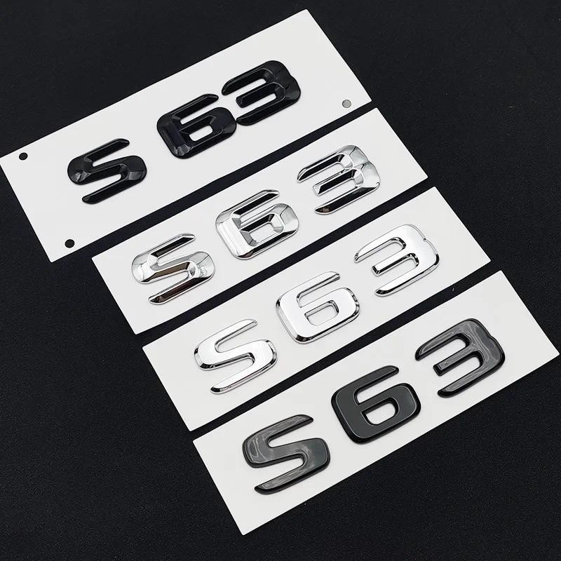 3D ABS Chrome S 63 โลโก้ S63 สัญลักษณ์ตัวอักษรสติกเกอร์รถ Trunk Badge Decal สําหรับ Mercedes S63 AMG