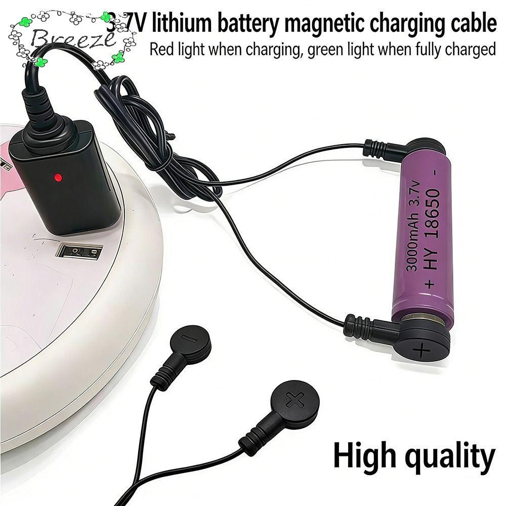 BREEZE สายชาร์จแบตเตอรี่ 1 ชิ้น, Universal 3.7V 4.2V เครื่องชาร์จแบตเตอรี่ลิเธียม, USB Magnetic USB Magnetic Charger สําหรับ 18650 16340 26650 แบตเตอรี่