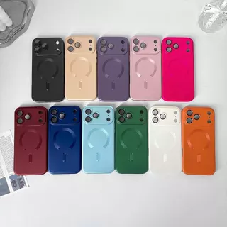 แม่เหล็กสําหรับ iPhone 17 Air 16 15 14 13 12 11 Pro Max 7 8 Plus XS MAX SE กรณี [ป้องกันกล้องเต็มรูปแบบ] น่ารัก Slim กันกระแทกกันชน Matte Metallic Lustre เคสโทรศัพท์