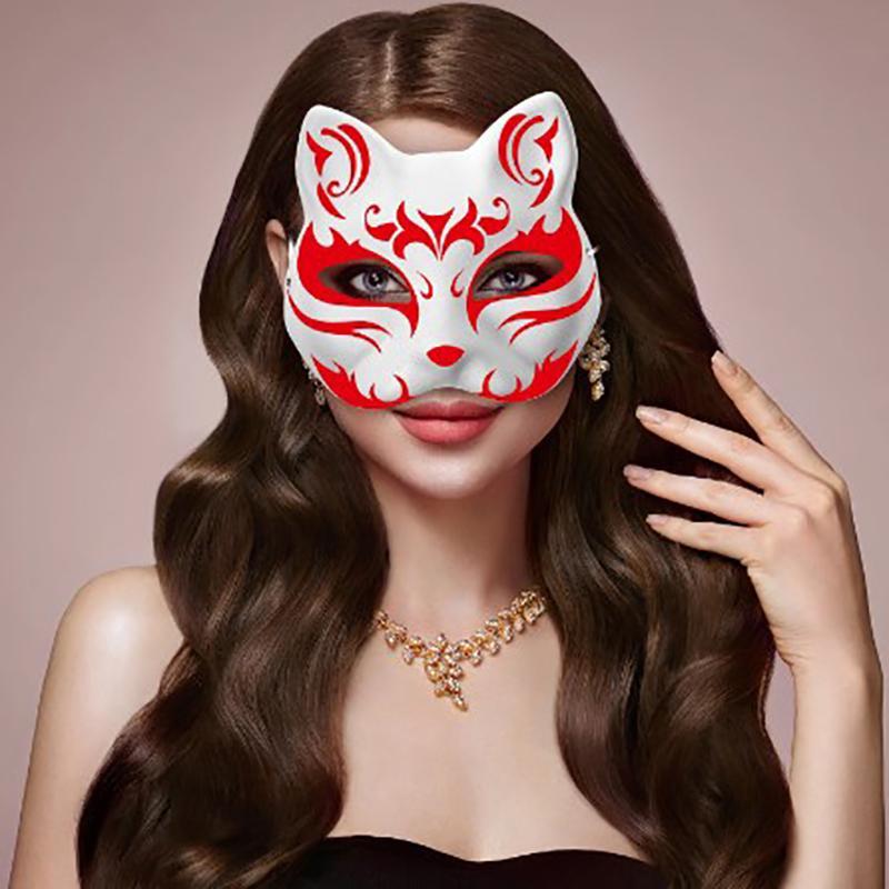 StardustLab DIY อะนิเมะ Foxes หน้ากากคอสเพลย์ญี่ปุ่น Rave มือวาดหน้ากากแมว Masquerade เทศกาล Party P