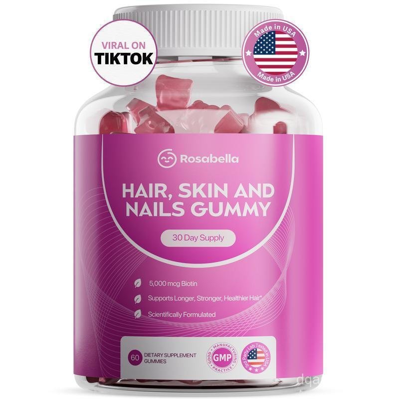 Rosabella Biotin Gummies (5000mg) สําหรับผม ผิว และเล็บ Growth 1J0R