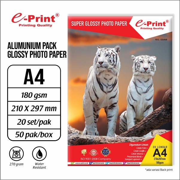 E-Print Glossy A4 (แพ็คอลูมิเนียม) 180GSM