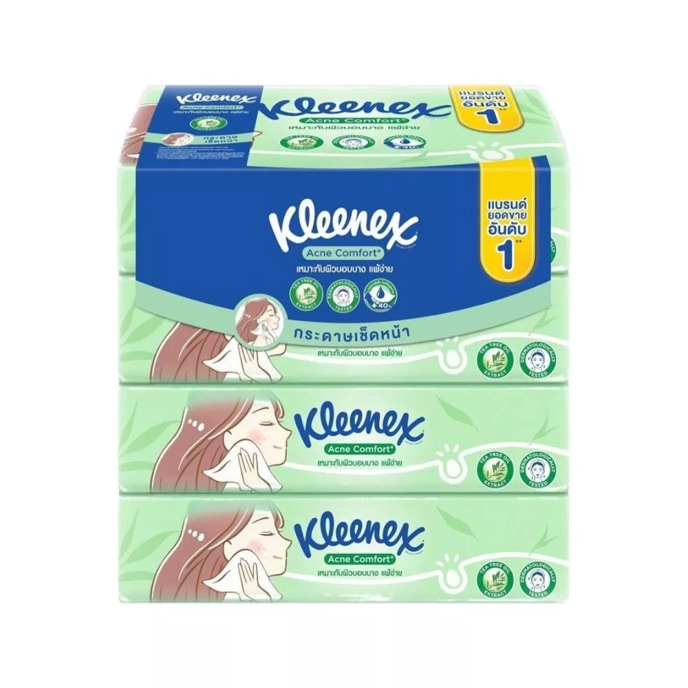 [สินค้าส่งด่วน] คลีเน็กซ์ แอคเน่ 100 แผ่น แพ็ค 4 KLEENEX ACNE 100 SHEETS PACK 4