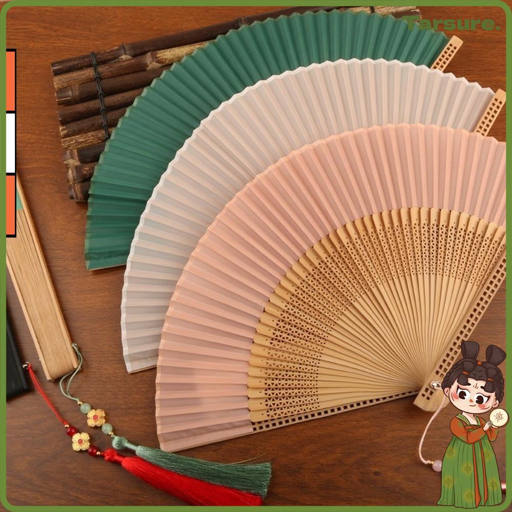 TARSURETH พัดลมเต้นรําคลาสสิก,ตกแต่งบ้านศิลปะจีนหัตถกรรมไม้ไผ่ผ้าพับพัดลม,คุณภาพสูงผ้าไหมพู่จับพัดลมของขวัญ