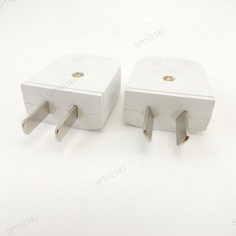 5pcs US AU ปลั๊ก 2 ขาแบน DIY เปลี่ยน Rewireable wall ปลั๊กอะแดปเตอร์ AC 100V 220v 250V 10A สีขาว TH2