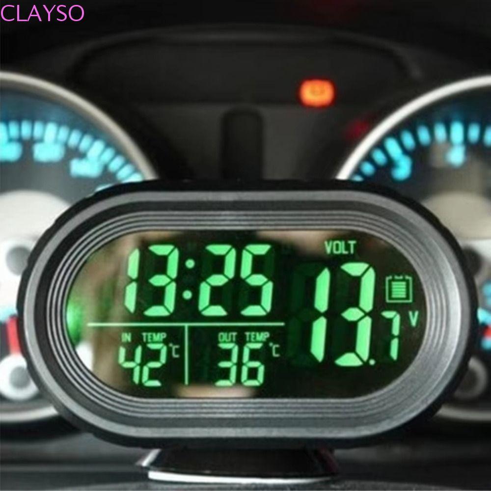 CLAYSO Digital Auto Car Temperature, 12 V-24 V Backlight Car Battery Volt Volt Volt Volt Volt Volt V