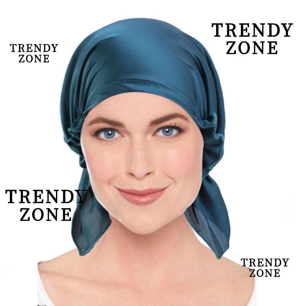 TRENDYZONE ซาติน Night Bonnet หมวกหางผมยาว Bowknot สําหรับนอน ผ้าคลุมศีรษะผ้าไหม Breathable ผ้าพันคอ Chemo