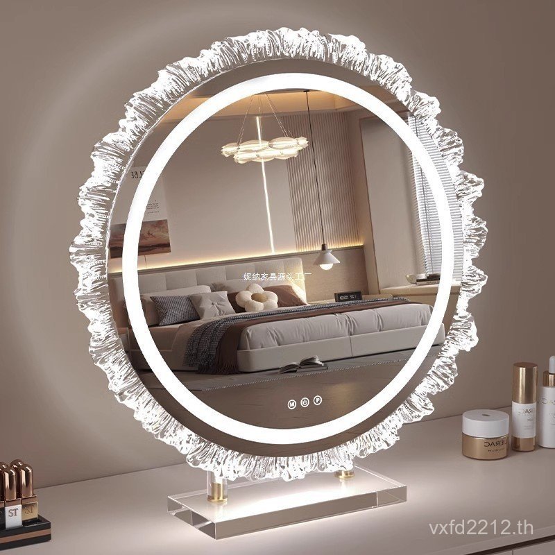 กระจก MB9W เดสก์ท็อปรูปทรงพิเศษกระจกโมเดิร์น led Dressing กระจกแต่งหน้าเดสก์ท็อปอะคริลิคสีแดงกระจกเด