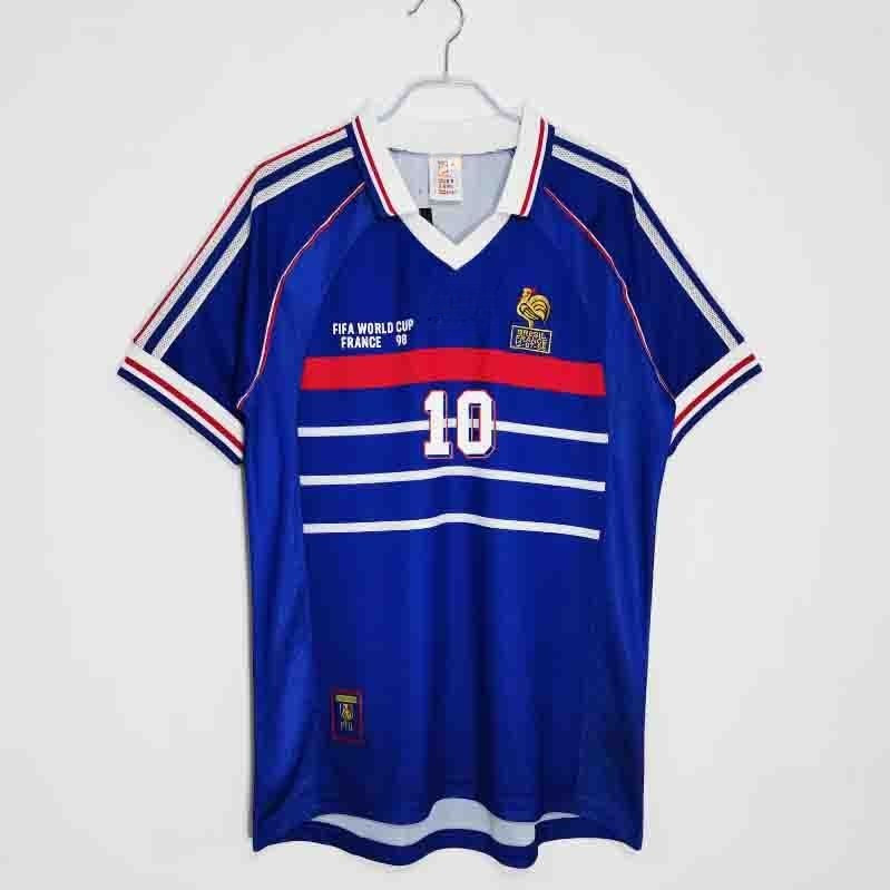 Retro Edition 1998 France Home Football Jersey S-2XL,สามารถเพิ่มชื่อและหมายเลขของคุณได้