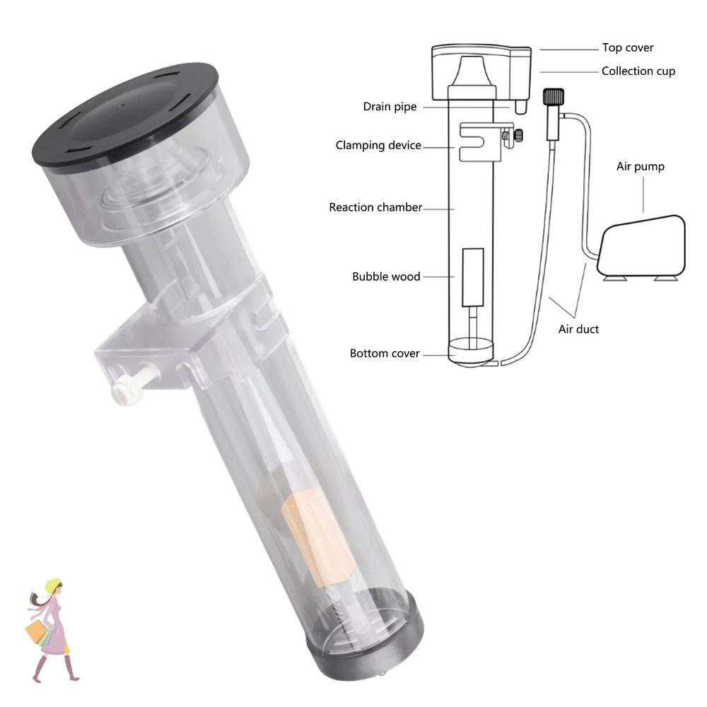 YGBG Fish Protein Skimmer, ดูแยก Impurries Aquarium Filter, ปฏิบัติผลิตฟองเย็น/ทนความร้อน Borosilicate Glass Fish Tank โปรตีน Skimmer
