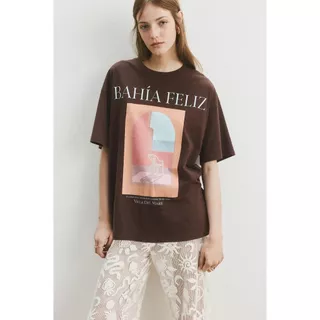 H&M(เอชแอนด์เอ็ม) เสื้อยืดโอเวอร์ไซส์พิมพ์ลาย ผู้หญิง 1341689_2