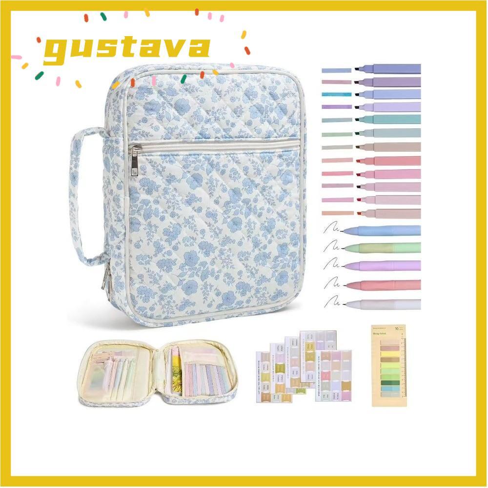 GUSTAVA Bible Cover , การออกแบบดอกไม้ Handle Bible Cover Bag, กระเป๋าซิป Bible Journaling Kit Church