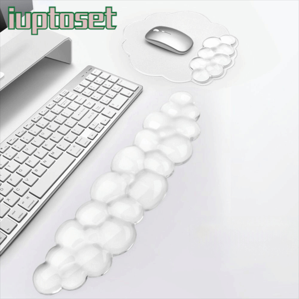 IUPTOSET แผ่นรองเมาส์ส่วนที่เหลือข้อมือซิลิโคนรูปเมฆไล่ระดับสี,แบบพกพาโปร่งใส Ergonomic Pain Relief คีย์บอร์ดข้อมือ Pad Office