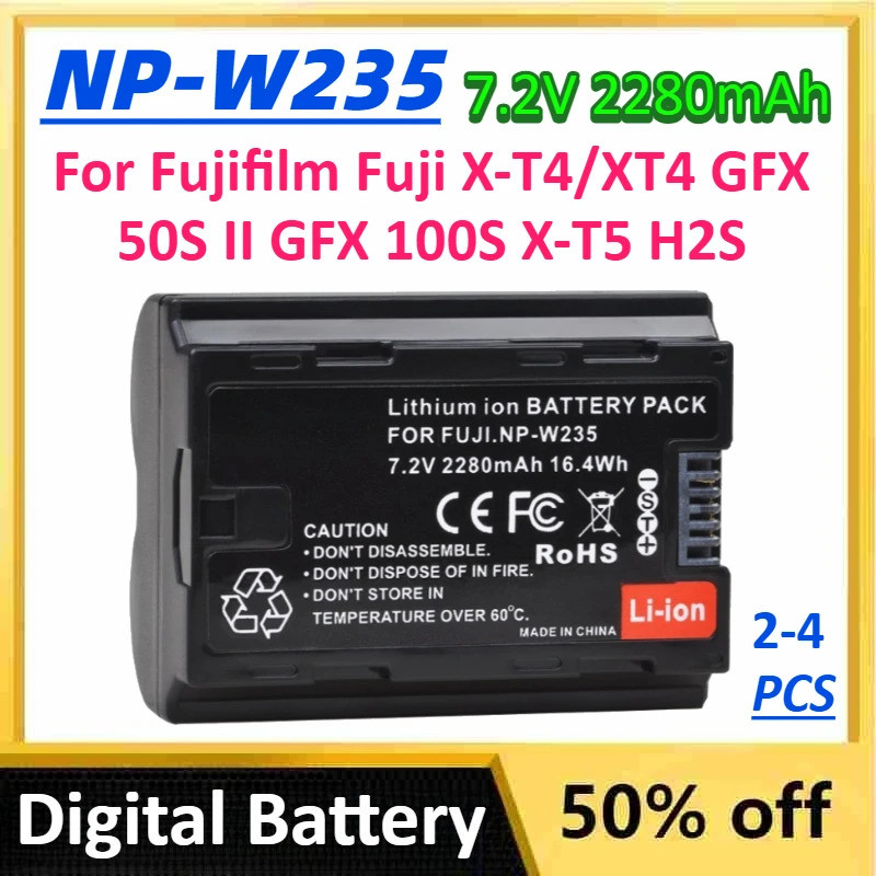 7.2V 2280mAh สําหรับ Fujifilm NP-W235 NP W235 แบตเตอรี่ดิจิตอลสําหรับ Fujifilm Fuji X-T4/XT4 GFX 50S