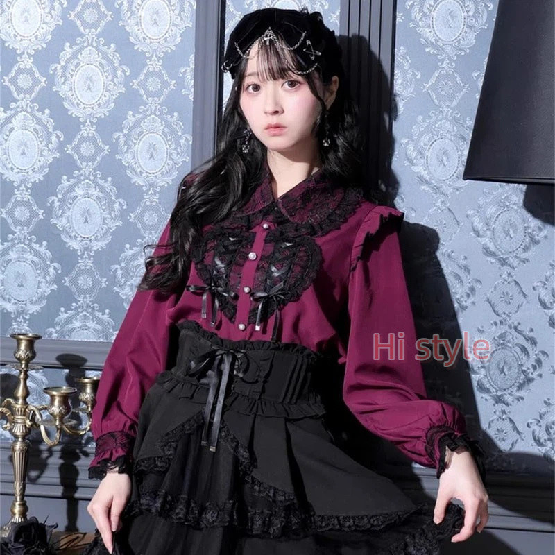 Jirai kei Lizlisa dupes ลูกไม้ Dearmylove เสื้อลูกไม้คอปกโบว์