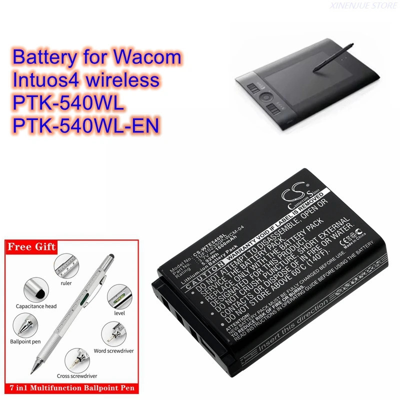 แบตเตอรี่ CS 3.7V/1600mAhACK-40203,1UF102350P-WCM-03/04,CP-GWL04,ACK-40203-BX,XLA-C330 สําหรับ Wacom