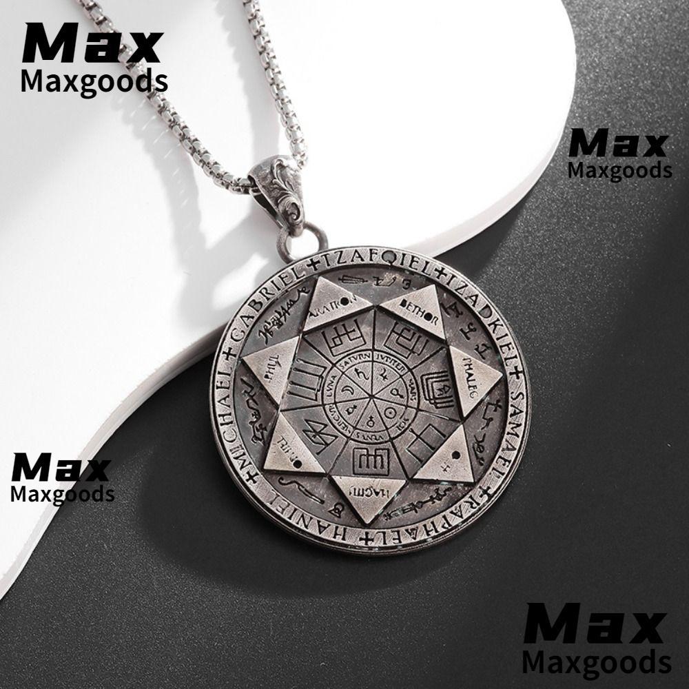 MAXG 7 Archangels จี้ซีล,สแตนเลสขัดเงา Solomon Amulet สร้อยคอ, Gothic Amulet เครื่องประดับ Hip Hop เ