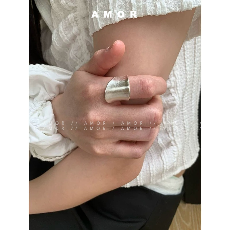 เกาหลีวินเทจมินิมอลไม่สม่ําเสมอเคลือบเนื้อแหวน,กว้างวงปรับเปิดแหวน,แฟชั่นอเนกประสงค์อารมณ์นิ้วเครื่องประดับสําหรับผู้หญิง