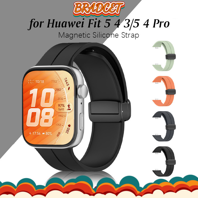 สายแม่เหล็กซิลิโคน for Huawei Watch Fit 5 4 3 / 5 Pro / 4 Pro สายรัดข้อมือยางกีฬาสายรัดข้อมือสายรัด