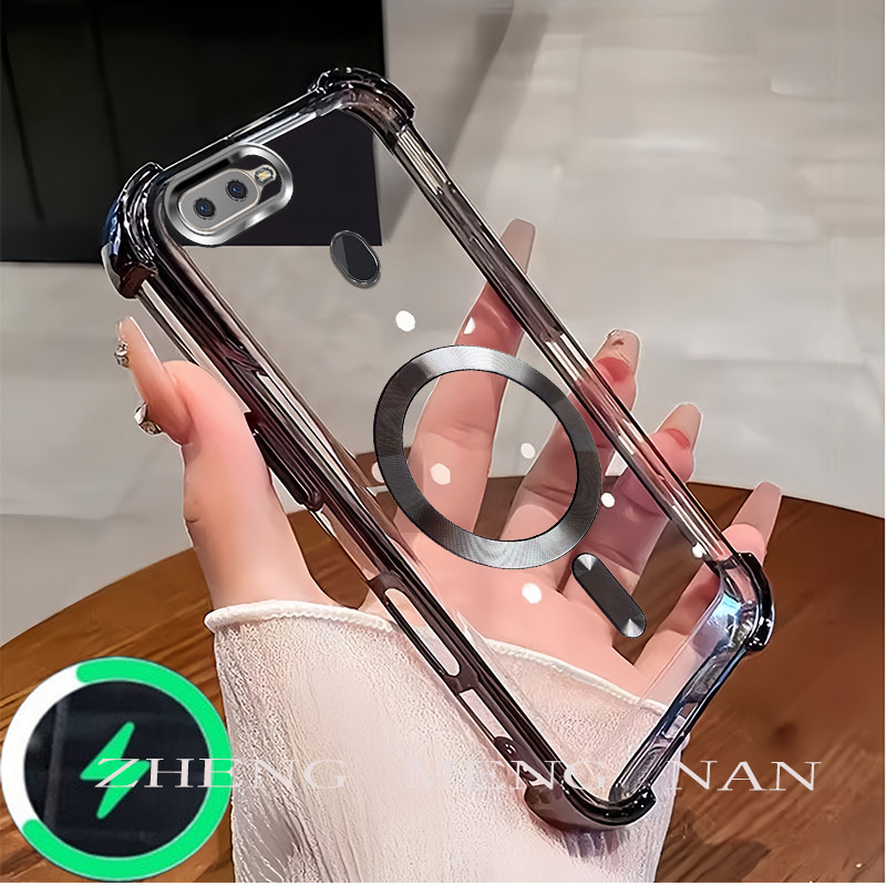 เหมาะสําหรับ OPPO A5S A12 A7 F9 F9 PRO F7 เคสโทรศัพท์รูปแบบ CD แหวนดูดแม่เหล็ก TPU anti drop soft sh