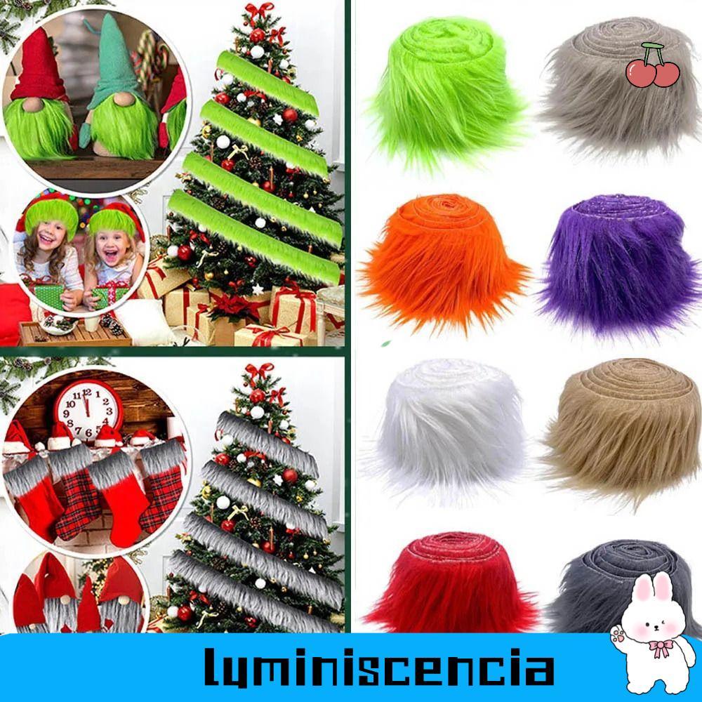 LUMINESCIA เครื่องแต่งกายเย็บ Fluffy Trim, 1.5M DIY Faux Fur Ribbon, ทนทานสีทึบ Plush Fur Stripe ตกแ