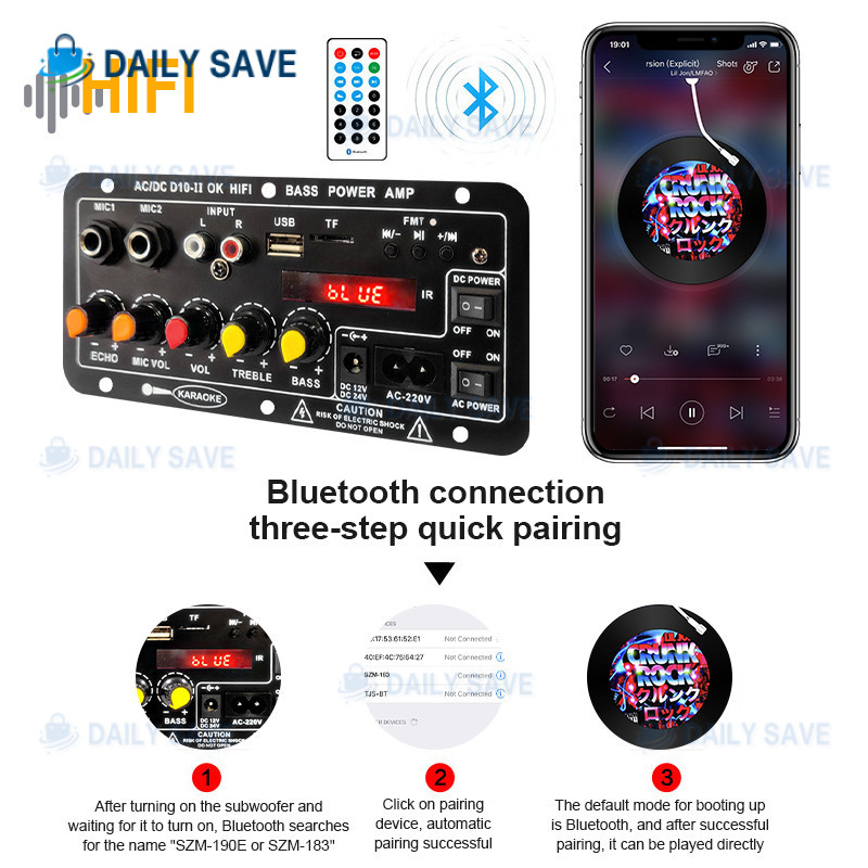 แอมป์บลูทูธ แอมป์จิ๋ว AC 220V 12v 24 เครื่องขยายเสียง บลูทูธ5.0 แอมป์บลูทูธ บลูทูธ usb เหมาะสำหรับลำ