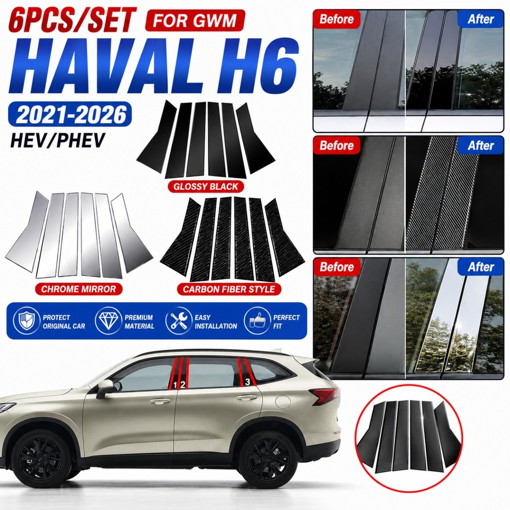 Glossy รถประตูศูนย์ BC เสาโพสต์ Trim กระจกผลหน้าต่างคอลัมน์กลาง PC สติกเกอร์ Auto ภายนอก Anti Scratc