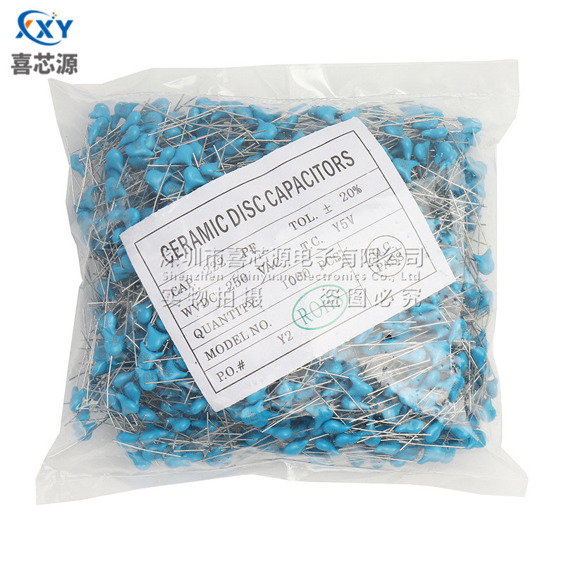 250V 222M ความปลอดภัยระเบียบ Y Capacitor 2.2 NF JY222M 2200PF ±20% In-Line Porcelain ชิป Y2 Capacito